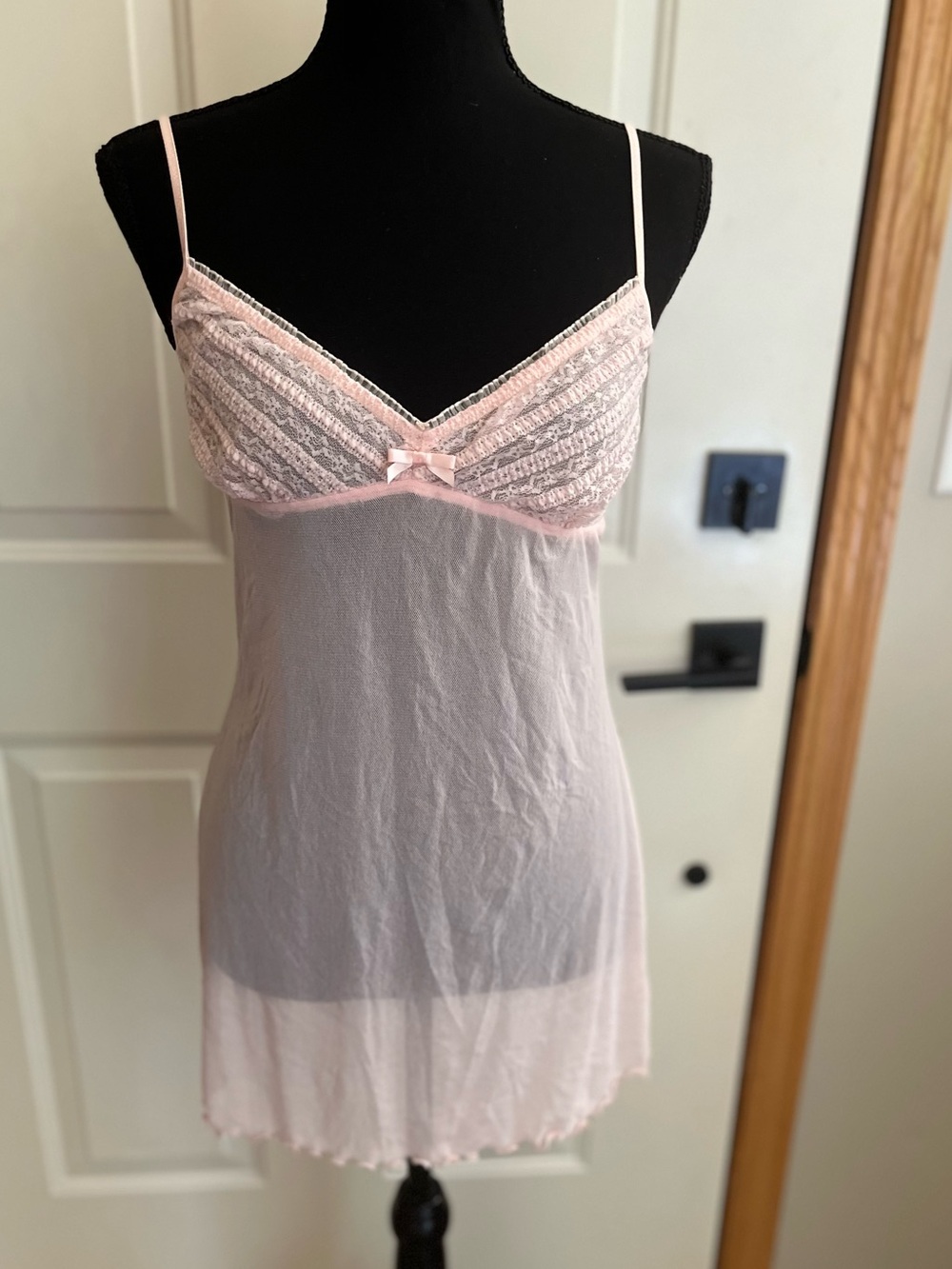 Vintage’04 Victoria’s Secret pink babydoll sheer slip mini dress lingerie medium